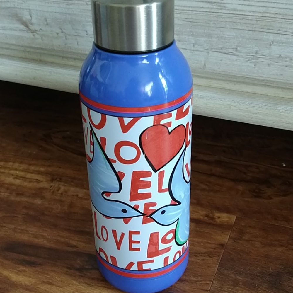 Brighton love dove enameled water bottle